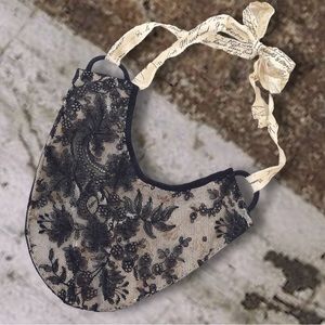 Victorian Black Lace Statement Necklace Jabot - Authentic 19th Century Collar